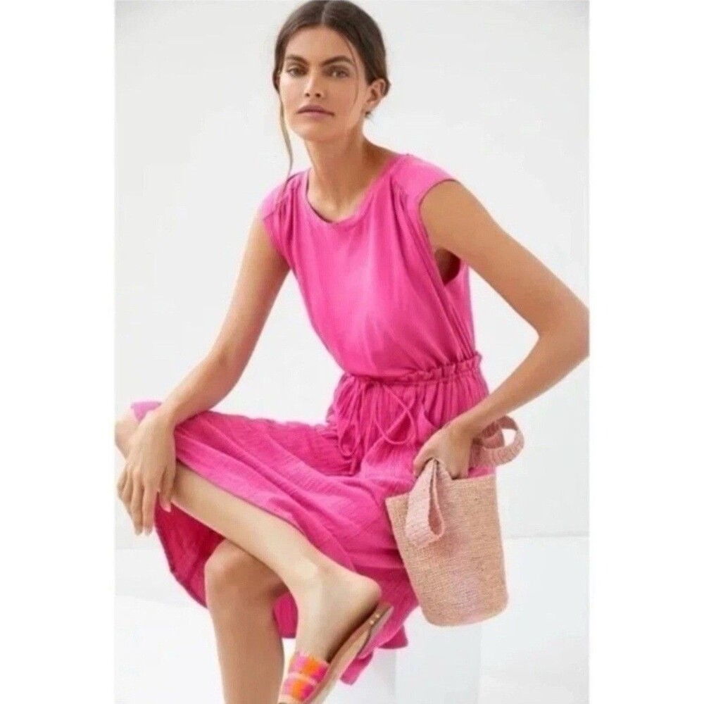 Daily PRACTICE Anthropologie NEW Everyday Tee‎ Dress XS Raspberry Rose Hot Pink - Picture 7 of 12